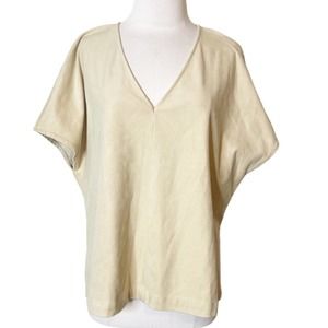 Marie Oliver Clara faux suede tan top sz 6 boxy oversized